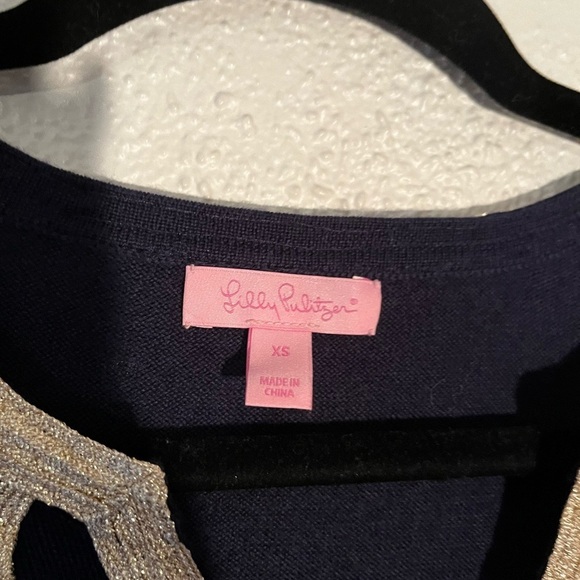 Lilly Pulitzer Delvin Sweater Shift Dress Navy Blue Size XS - Picture 5 of 6